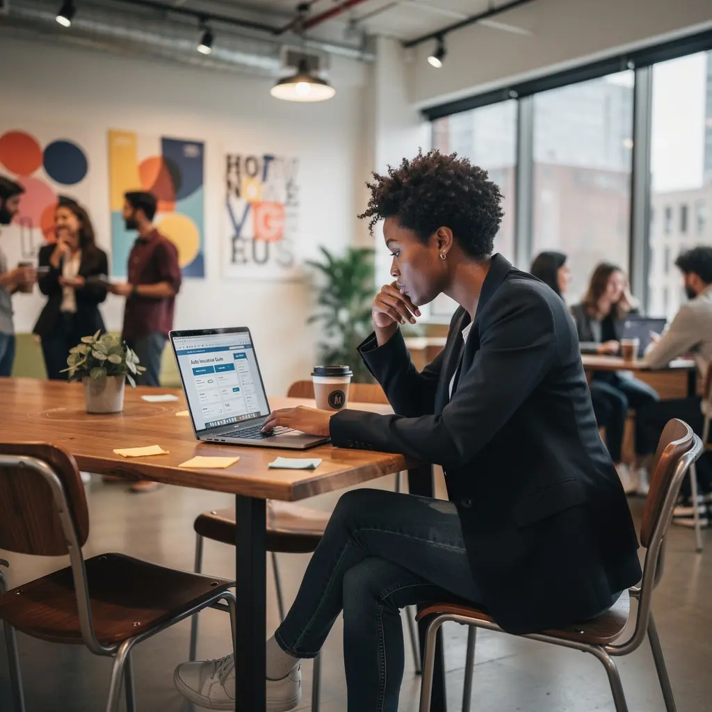 Grafika ilustrująca porównanie cen różnych polis ubezpieczeniowych na ekranie laptopa.